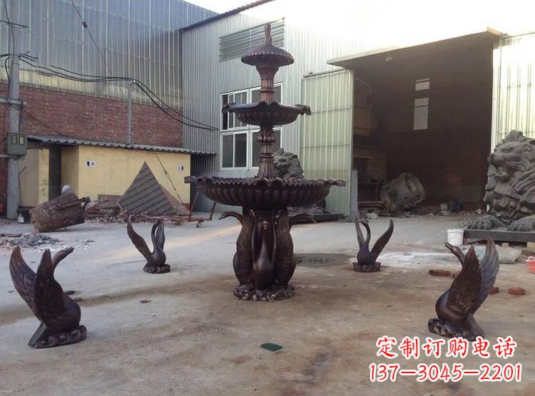 南阳铸铜天鹅喷泉雕塑