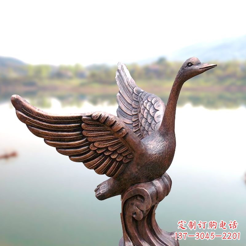 南阳铸铜天鹅景观摆件