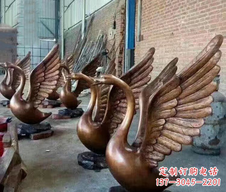南阳铸铜天鹅喷水动物喷泉雕塑