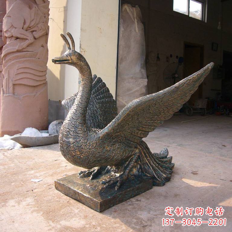 南阳铸铜天之四灵朱雀雕塑摆件