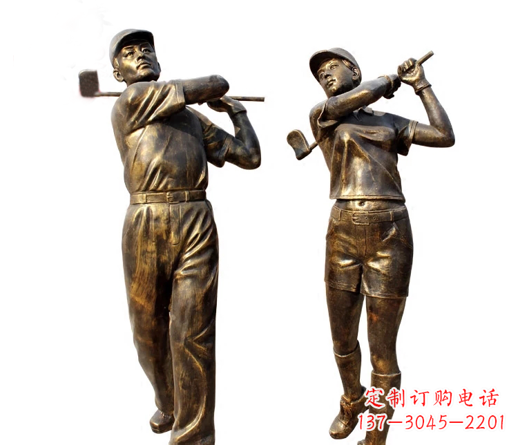南阳公园打高尔夫人物铜雕