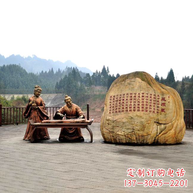 南阳卓文君与司马相如凤求凰公园景观雕塑-历史典故人物情景雕塑