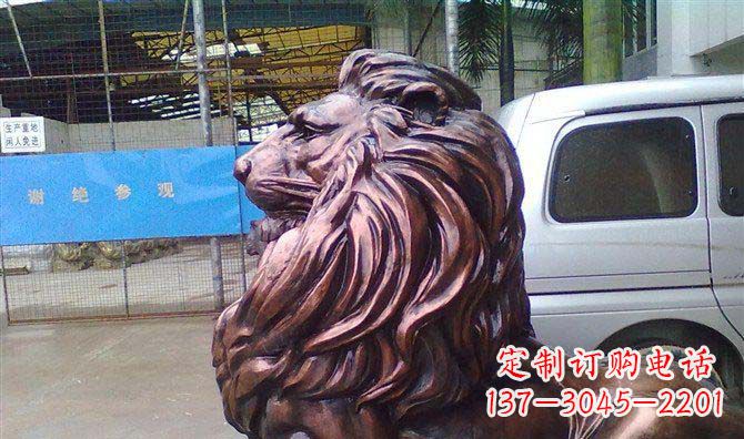 南阳紫铜西洋狮子铜雕 (2)