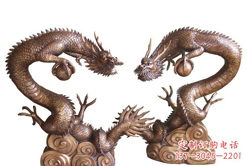 南阳紫铜铸双龙戏珠