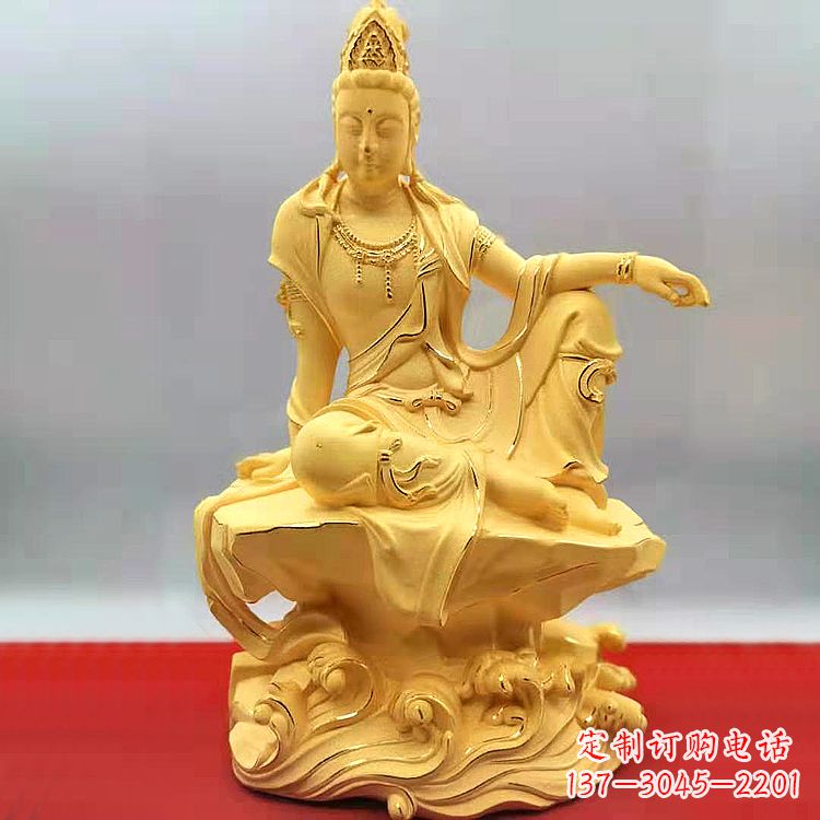 南阳自在观音纯铜镀金雕塑